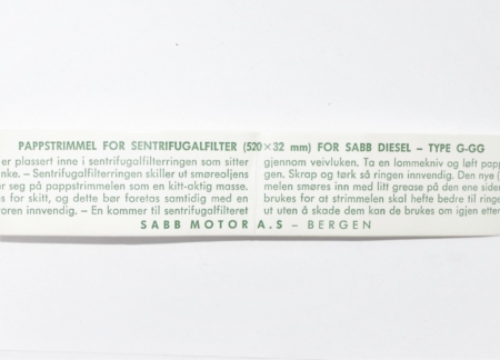 SABB Diesel G Filter Paper strip 942010